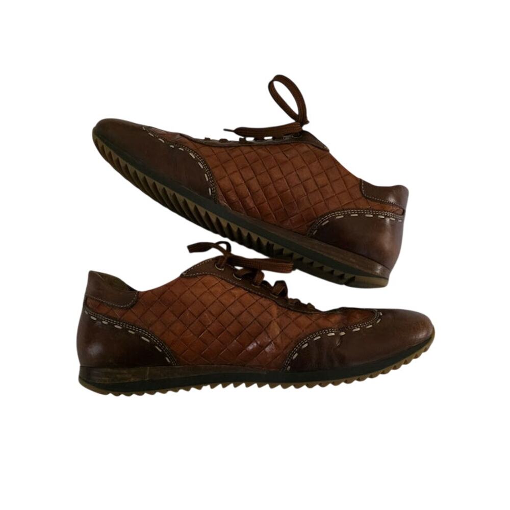 Vintage Galizio Torresi Men's Italian Leather Woven Sneakers 9.5/10 Preppy